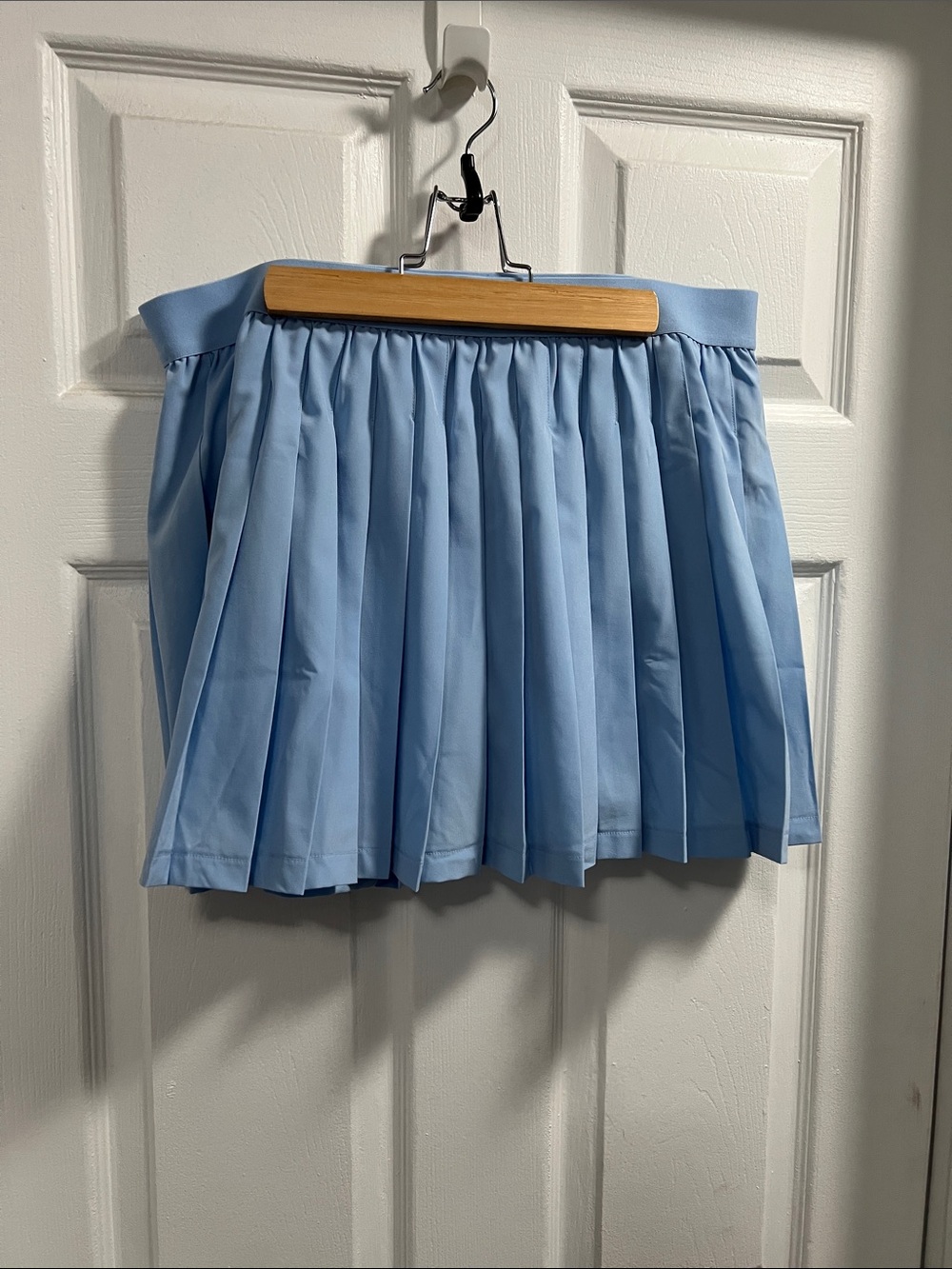 HALARA Light Blue Pleated Skater Mini Skirt